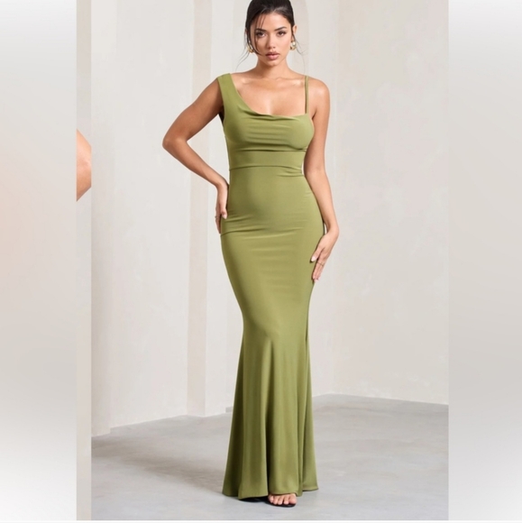 Club L London Green One Shoulder Fitted Dress Bodycon - Picture 1 of 10